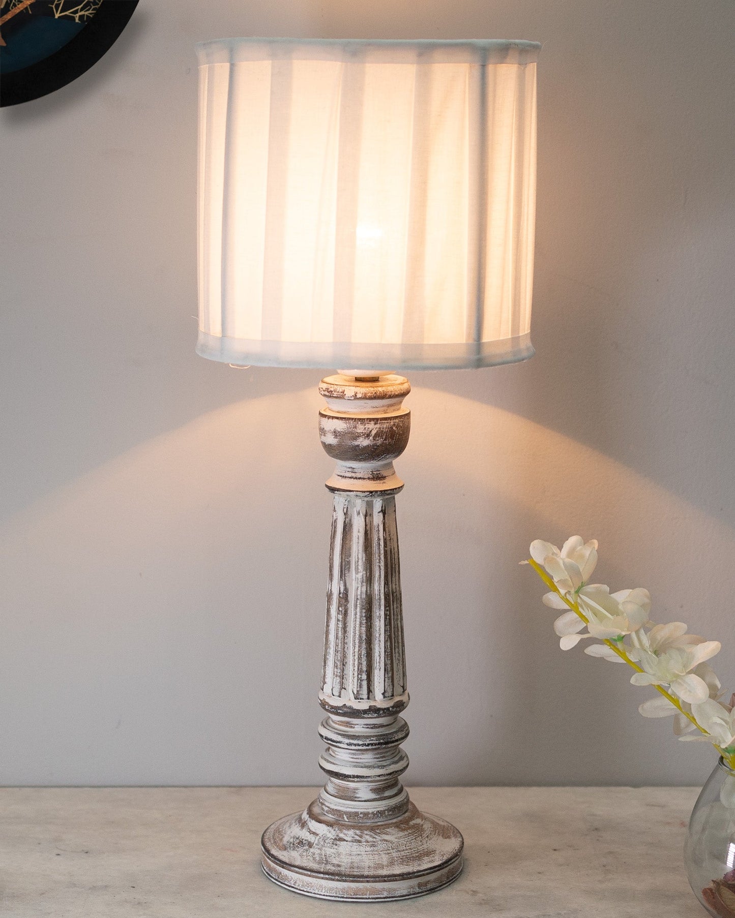 Traditional Country Cottage Table Lamp Antique White Athens Desk Lamp for Bedroom Living Room