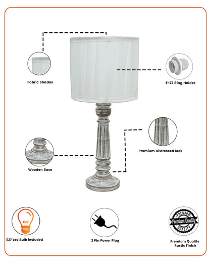 Traditional Country Cottage Table Lamp Antique White Athens Desk Lamp for Bedroom Living Room
