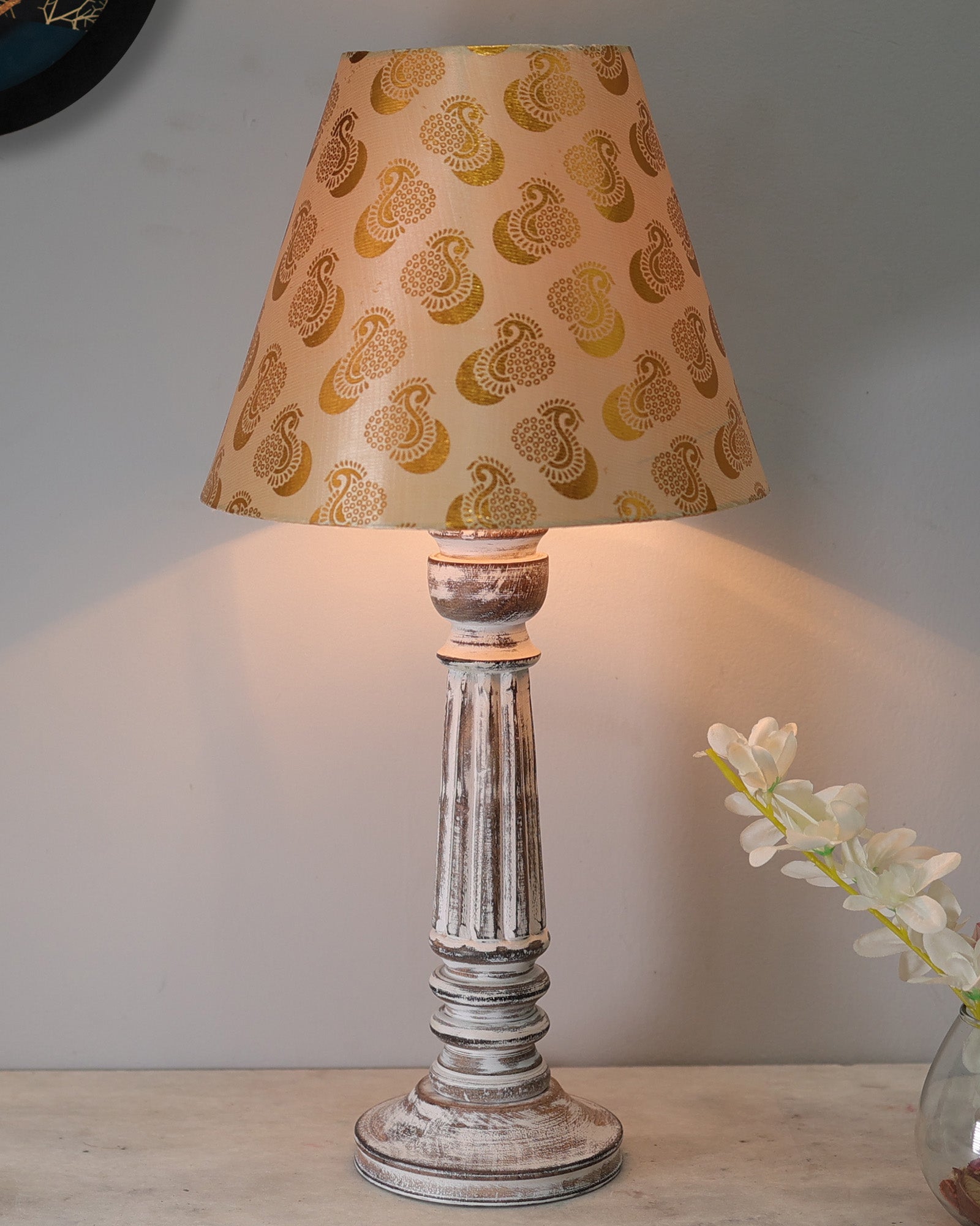 Traditional Country Cottage Table Lamp Antique White Athens Desk Lamp for Bedroom Living Room