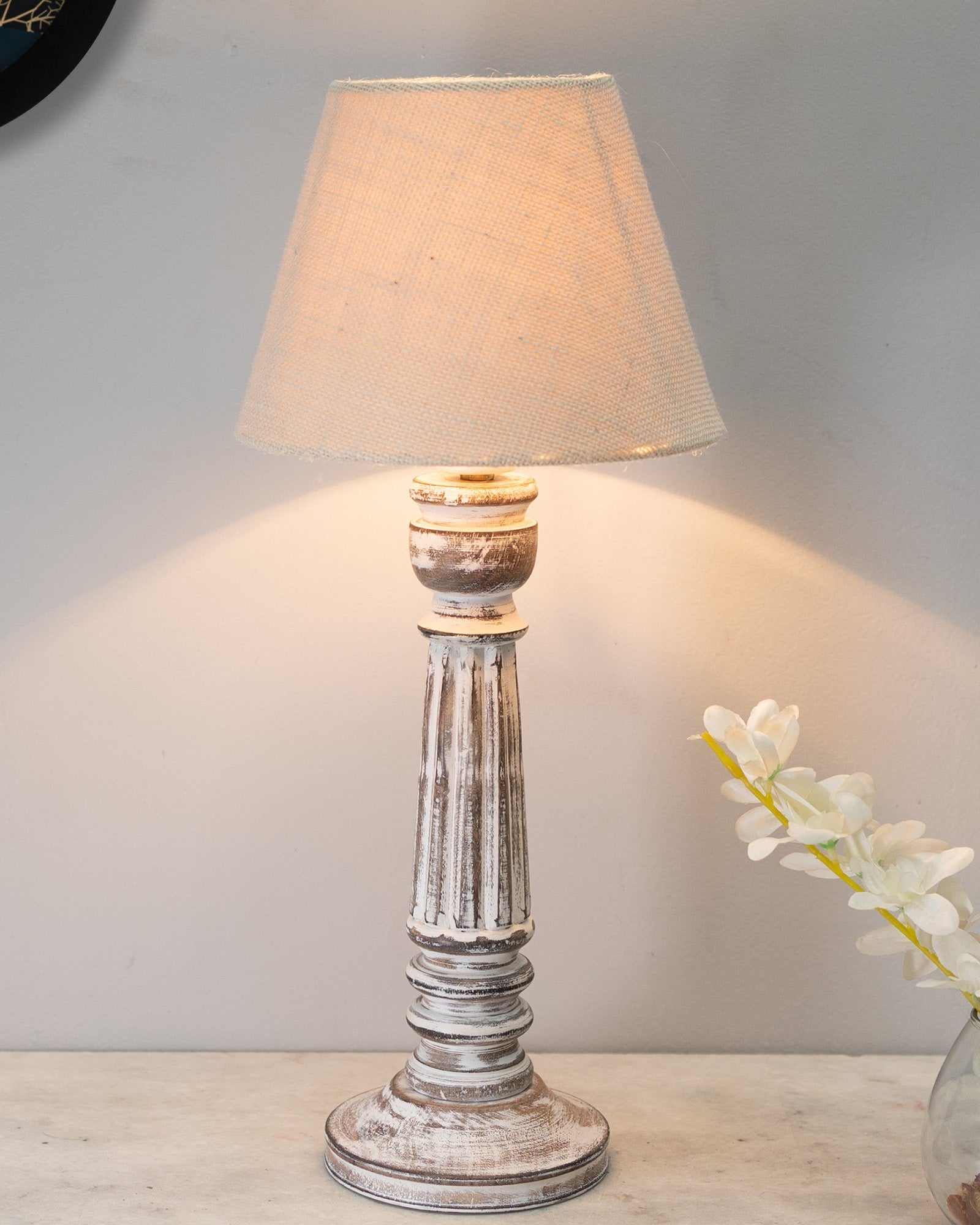 Traditional Country Cottage Table Lamp Antique White Athens Desk Lamp for Bedroom Living Room