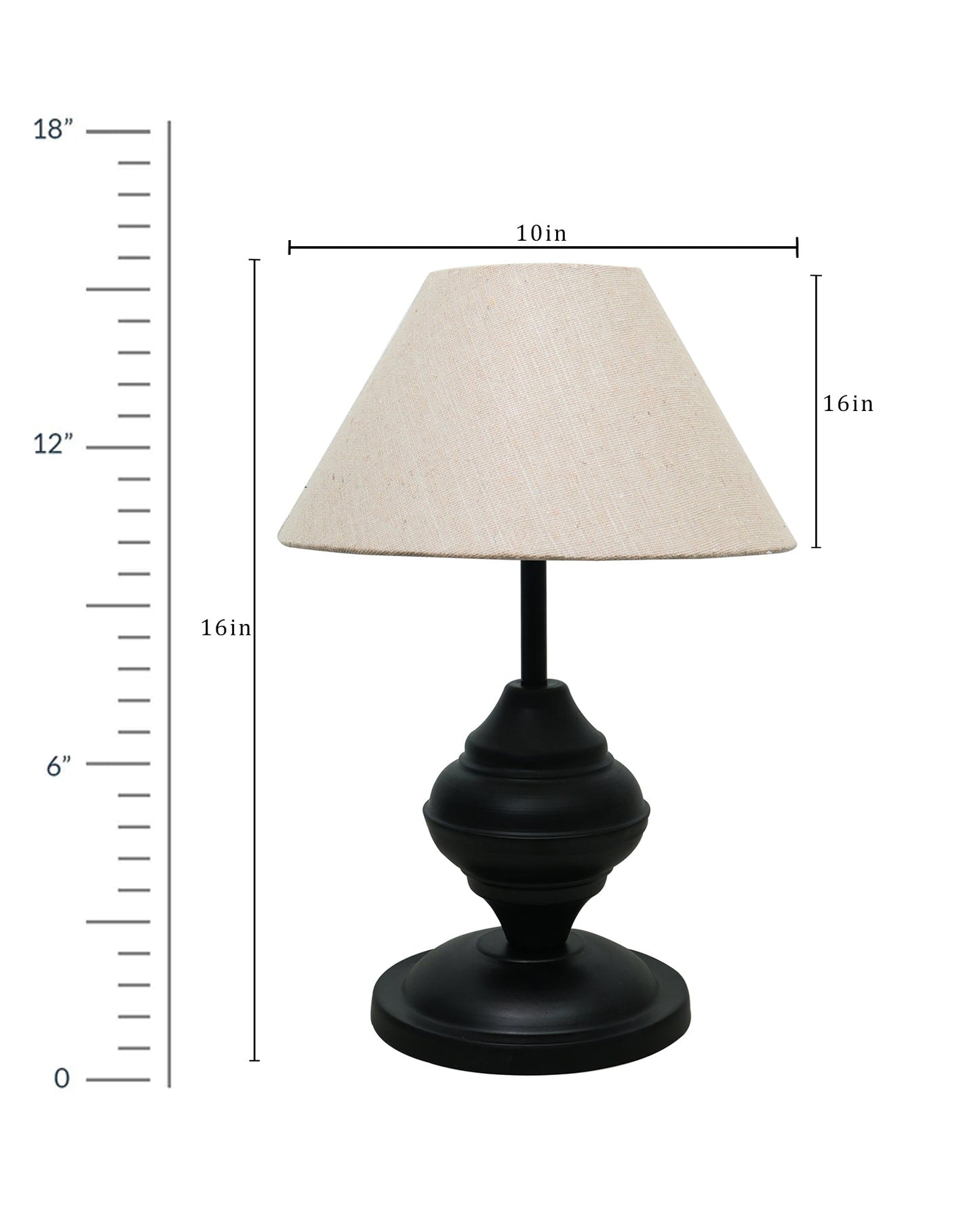 Black Metal Table Lamp | for Living Room | Modern Bedside Light with Pleated Shade | Decorative Night Lamp for Bedroom, Study, Office | Home Decor Lighting, E27 holder, Urn