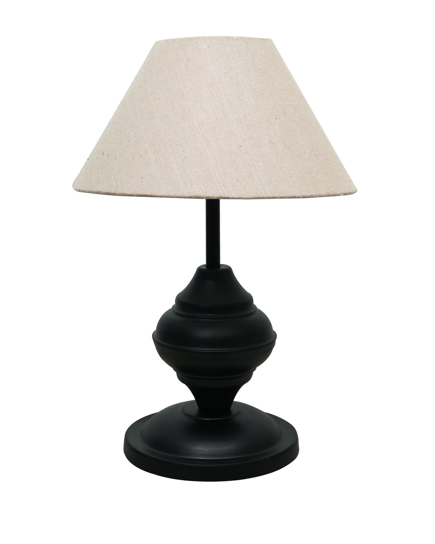 Black Metal Table Lamp | for Living Room | Modern Bedside Light with Pleated Shade | Decorative Night Lamp for Bedroom, Study, Office | Home Decor Lighting, E27 holder, Urn