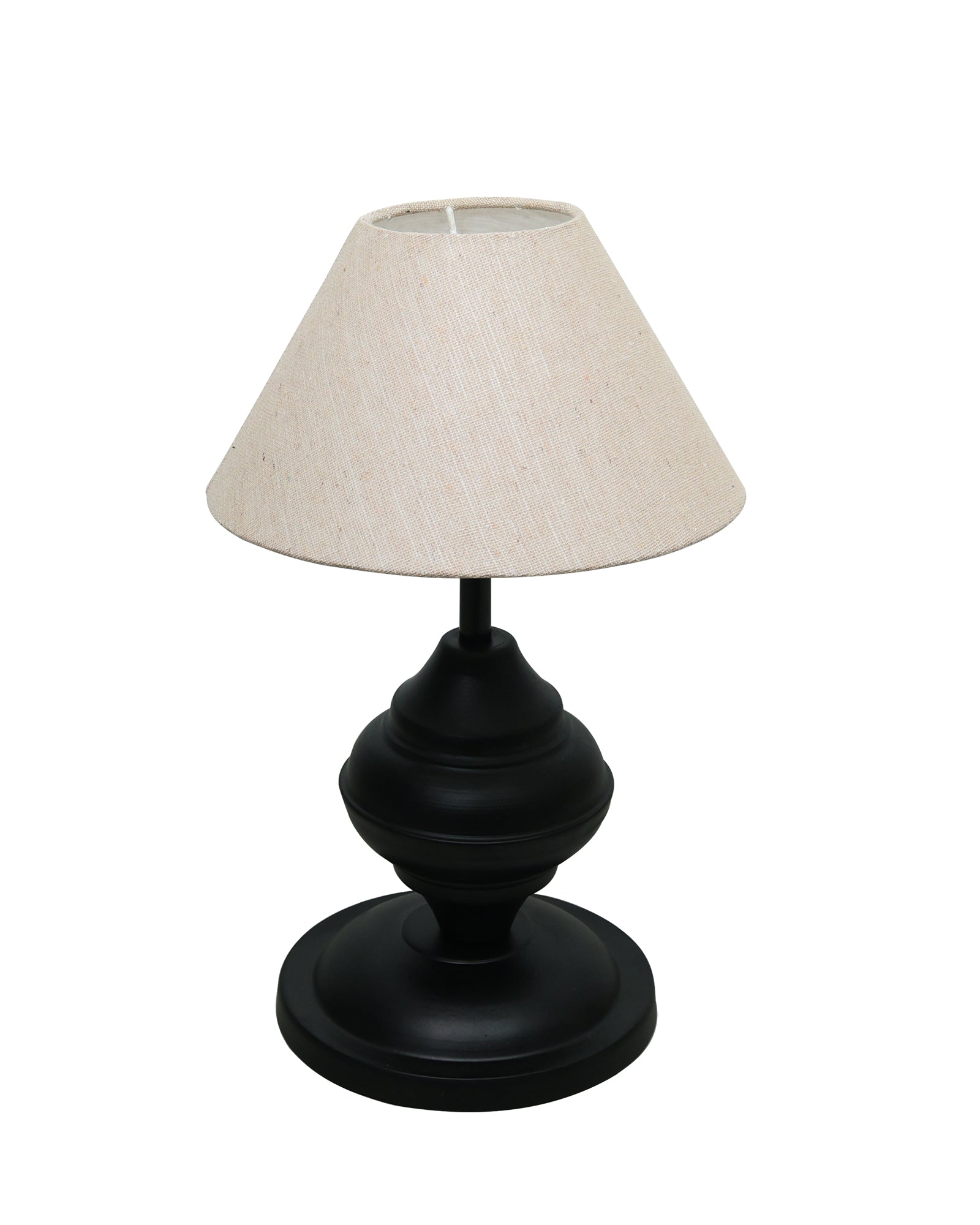 Black Metal Table Lamp | for Living Room | Modern Bedside Light with Pleated Shade | Decorative Night Lamp for Bedroom, Study, Office | Home Decor Lighting, E27 holder, Urn