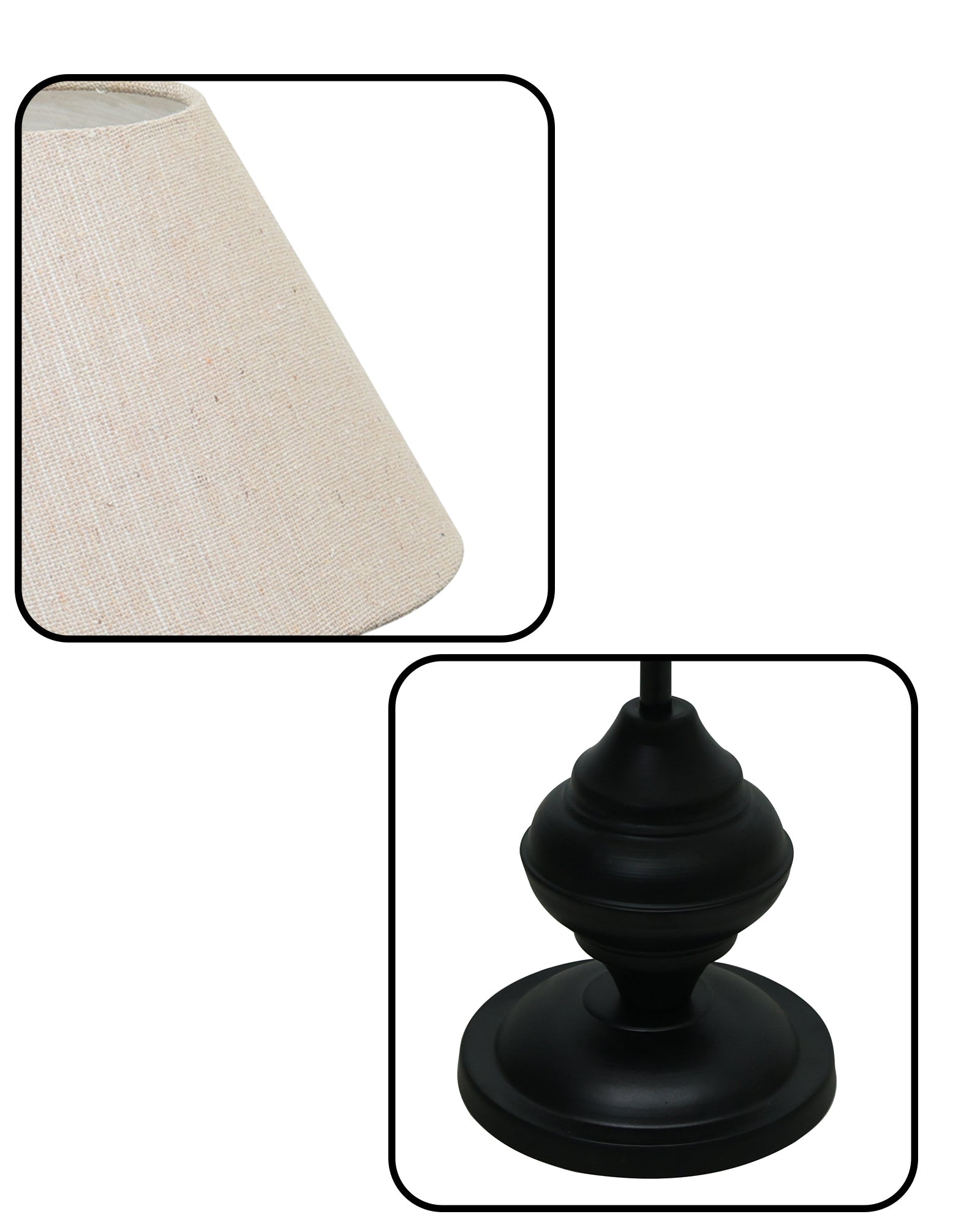 Black Metal Table Lamp | for Living Room | Modern Bedside Light with Pleated Shade | Decorative Night Lamp for Bedroom, Study, Office | Home Decor Lighting, E27 holder, Urn