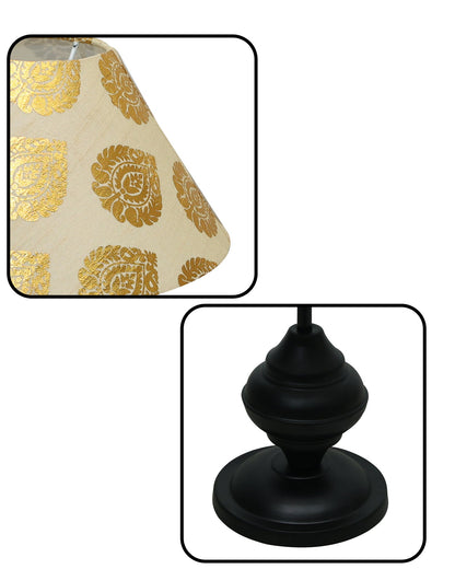 Black Metal Table Lamp | for Living Room | Modern Bedside Light with Pleated Shade | Decorative Night Lamp for Bedroom, Study, Office | Home Decor Lighting, E27 holder, Urn