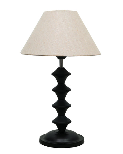 Black Metal Table Lamp with Fabric Shade, B22 holder, Pillar