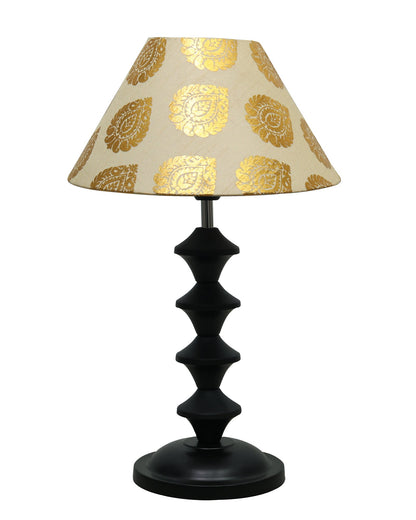 Black Metal Table Lamp with Fabric Shade, B22 holder, Pillar
