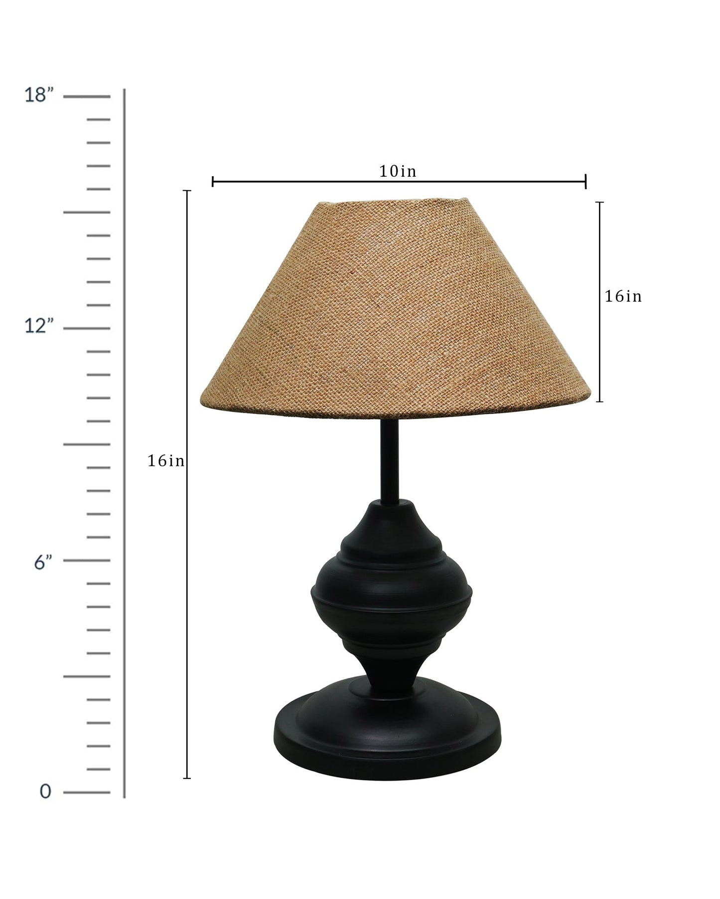 Black Metal Table Lamp | for Living Room | Modern Bedside Light with Pleated Shade | Decorative Night Lamp for Bedroom, Study, Office | Home Decor Lighting, E27 holder, Urn