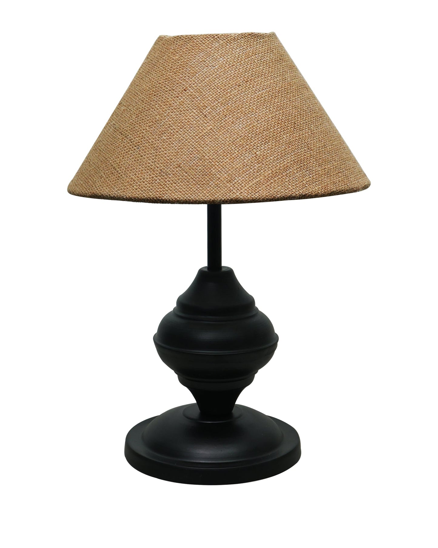 Black Metal Table Lamp | for Living Room | Modern Bedside Light with Pleated Shade | Decorative Night Lamp for Bedroom, Study, Office | Home Decor Lighting, E27 holder, Urn