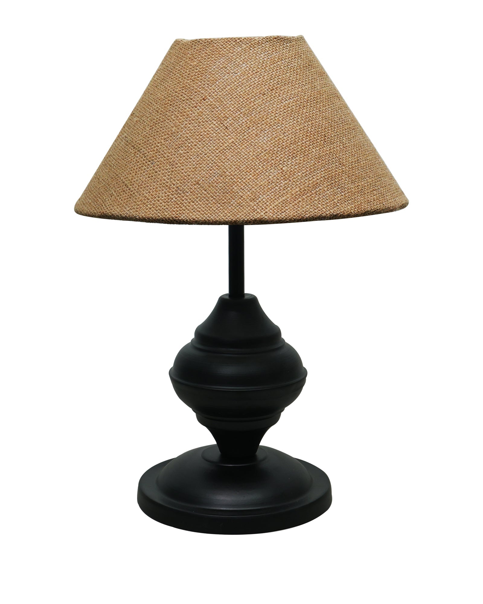 Black Metal Table Lamp | for Living Room | Modern Bedside Light with Pleated Shade | Decorative Night Lamp for Bedroom, Study, Office | Home Decor Lighting, E27 holder, Urn