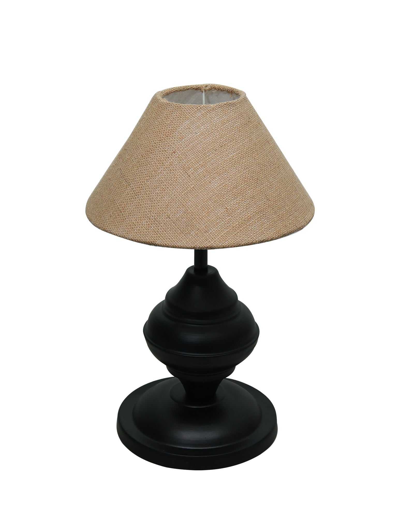 Black Metal Table Lamp | for Living Room | Modern Bedside Light with Pleated Shade | Decorative Night Lamp for Bedroom, Study, Office | Home Decor Lighting, E27 holder, Urn