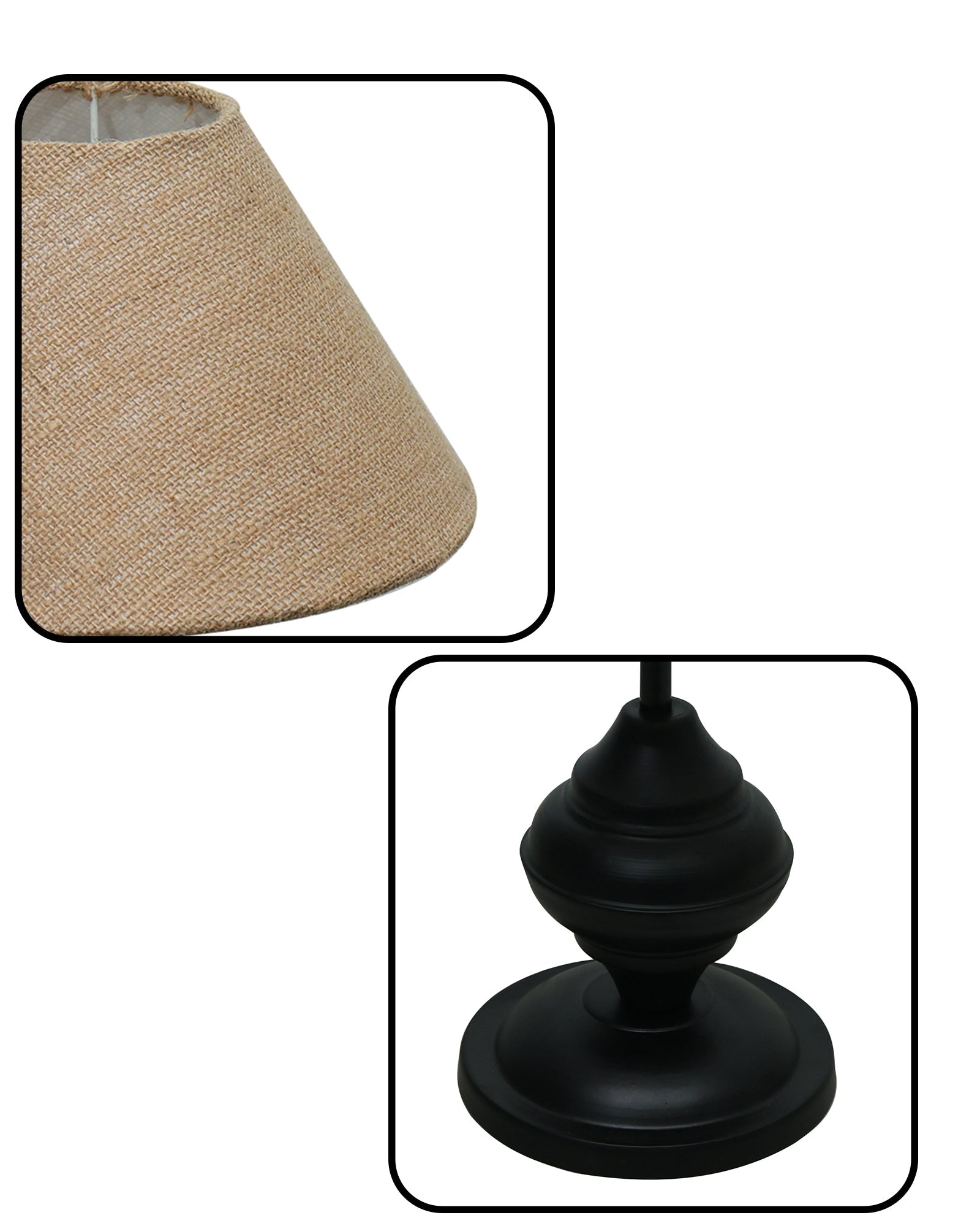 Black Metal Table Lamp | for Living Room | Modern Bedside Light with Pleated Shade | Decorative Night Lamp for Bedroom, Study, Office | Home Decor Lighting, E27 holder, Urn