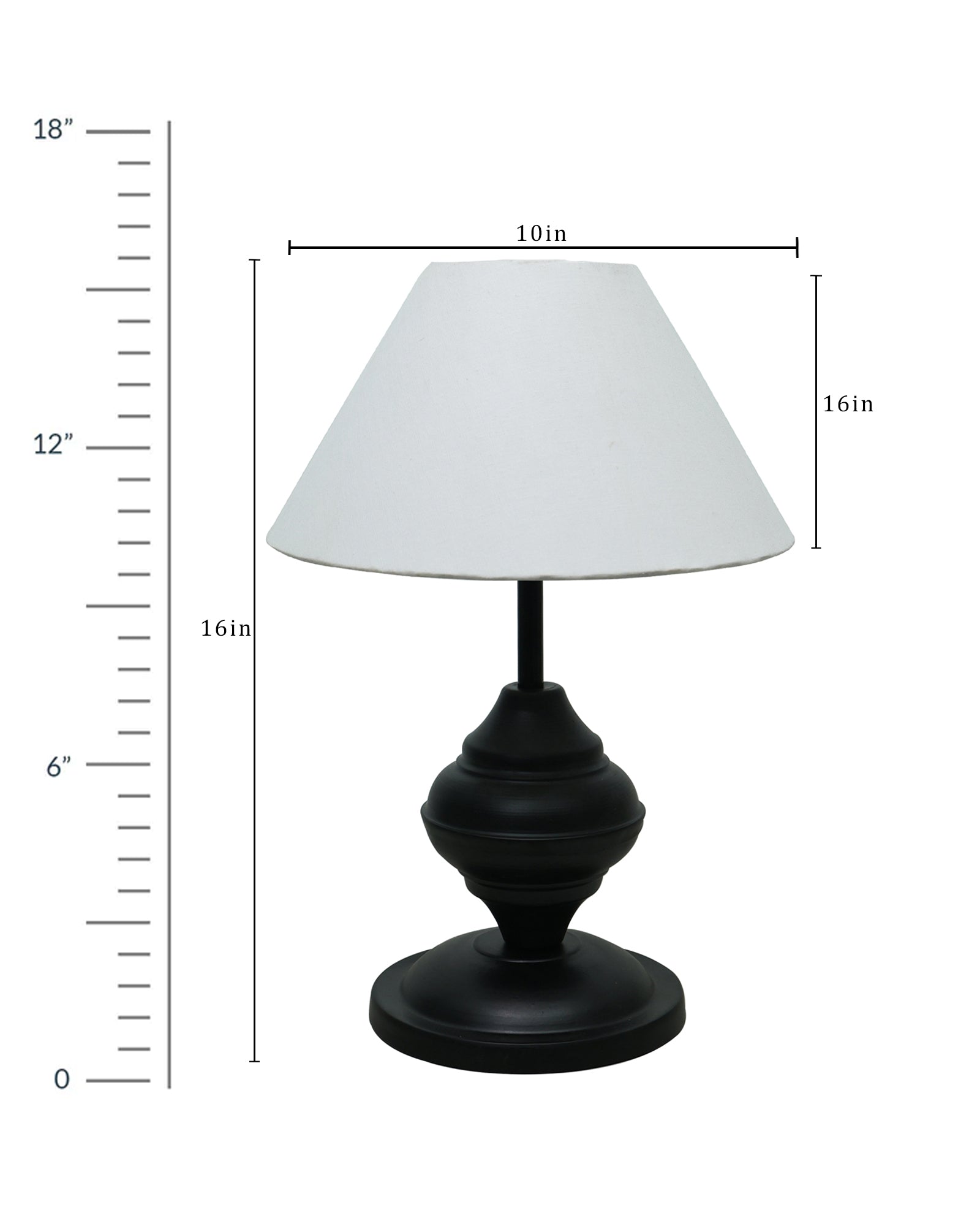 Black Metal Table Lamp | for Living Room | Modern Bedside Light with Pleated Shade | Decorative Night Lamp for Bedroom, Study, Office | Home Decor Lighting, E27 holder, Urn