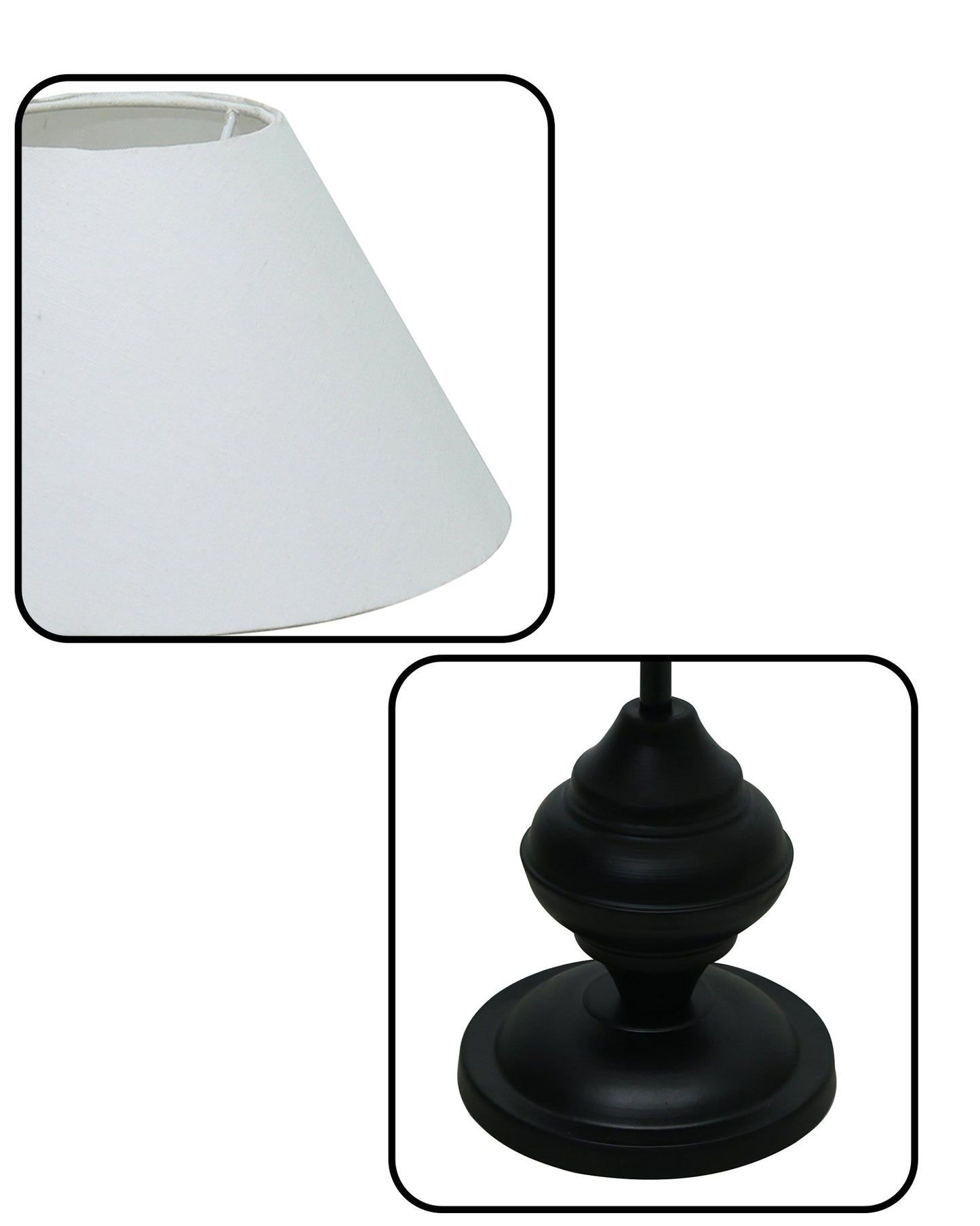 Black Metal Table Lamp | for Living Room | Modern Bedside Light with Pleated Shade | Decorative Night Lamp for Bedroom, Study, Office | Home Decor Lighting, E27 holder, Urn