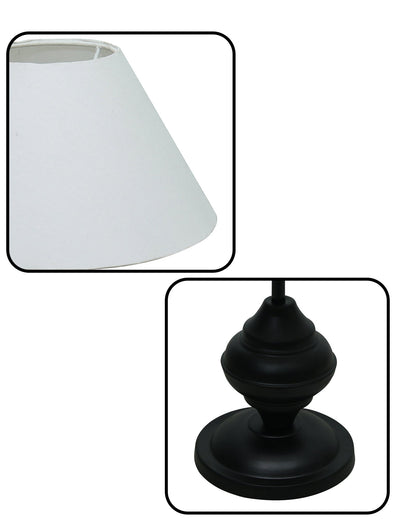 Black Metal Table Lamp | for Living Room | Modern Bedside Light with Pleated Shade | Decorative Night Lamp for Bedroom, Study, Office | Home Decor Lighting, E27 holder, Urn