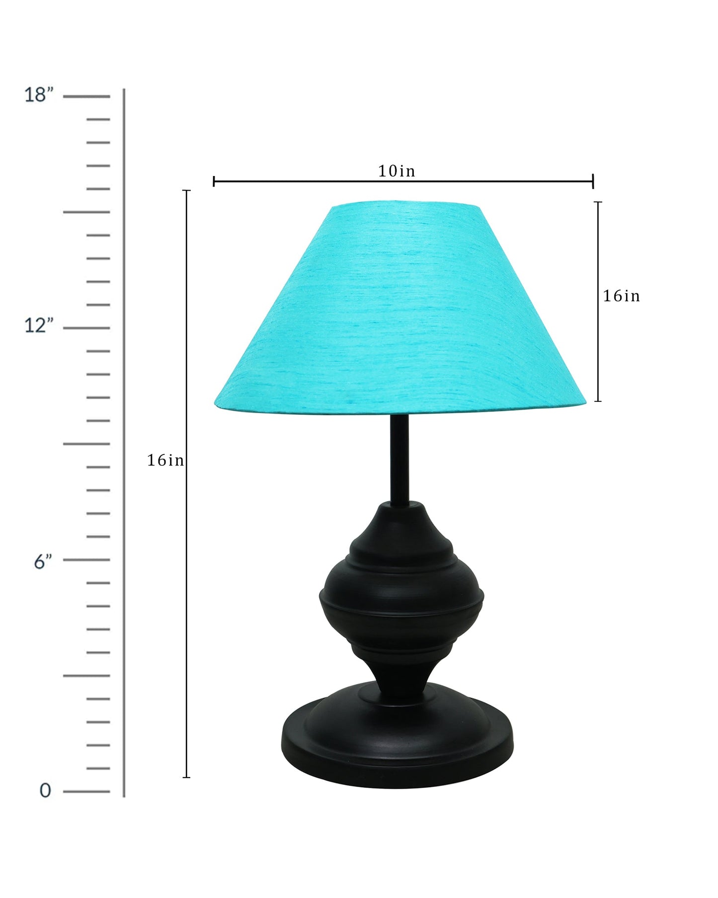 Black Metal Table Lamp | for Living Room | Modern Bedside Light with Pleated Shade | Decorative Night Lamp for Bedroom, Study, Office | Home Decor Lighting, E27 holder, Urn