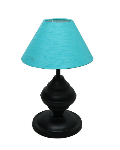 Black Metal Table Lamp | for Living Room | Modern Bedside Light with Pleated Shade | Decorative Night Lamp for Bedroom, Study, Office | Home Decor Lighting, E27 holder, Urn