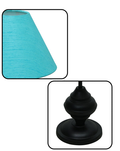 Black Metal Table Lamp | for Living Room | Modern Bedside Light with Pleated Shade | Decorative Night Lamp for Bedroom, Study, Office | Home Decor Lighting, E27 holder, Urn