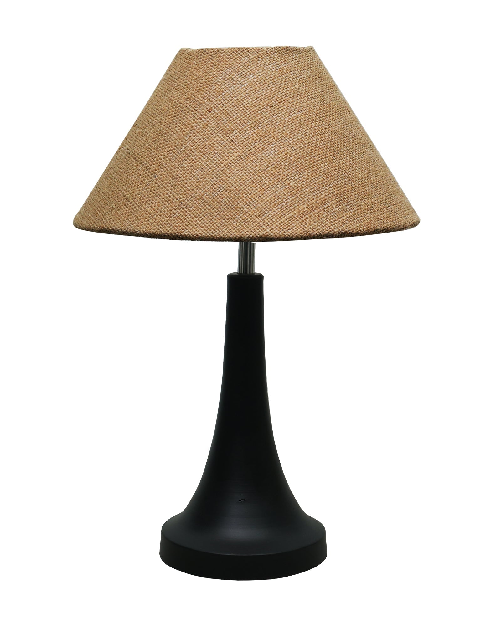 Black Metal Cone Table Lamp with Fabric Shade, B22 holder Nightstand Lamp