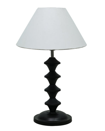 Black Metal Table Lamp with Fabric Shade, B22 holder, Pillar