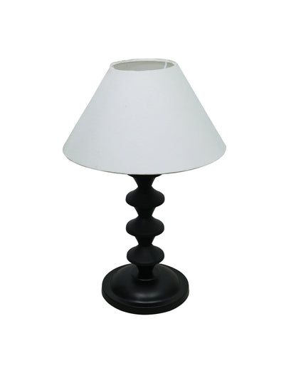 Black Metal Table Lamp with Fabric Shade, B22 holder, Pillar