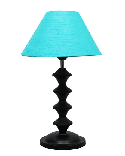 Black Metal Table Lamp with Fabric Shade, B22 holder, Pillar