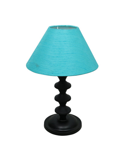 Black Metal Table Lamp with Fabric Shade, B22 holder, Pillar