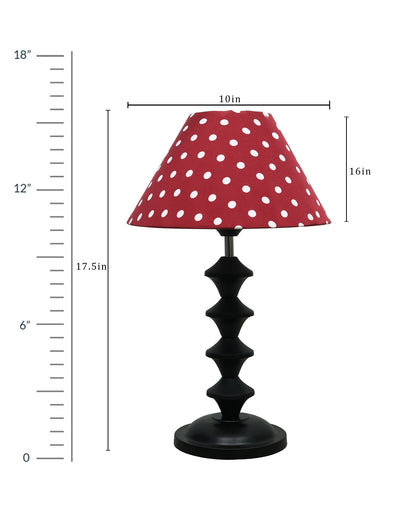 Black Metal Table Lamp with Fabric Shade, B22 holder, Pillar