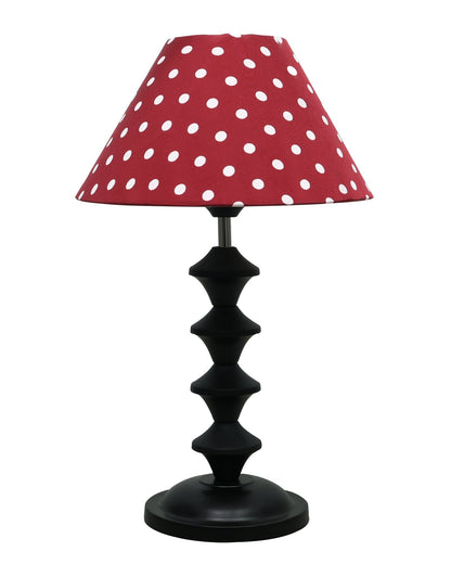 Black Metal Table Lamp with Fabric Shade, B22 holder, Pillar
