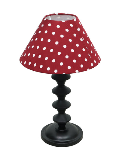 Black Metal Table Lamp with Fabric Shade, B22 holder, Pillar