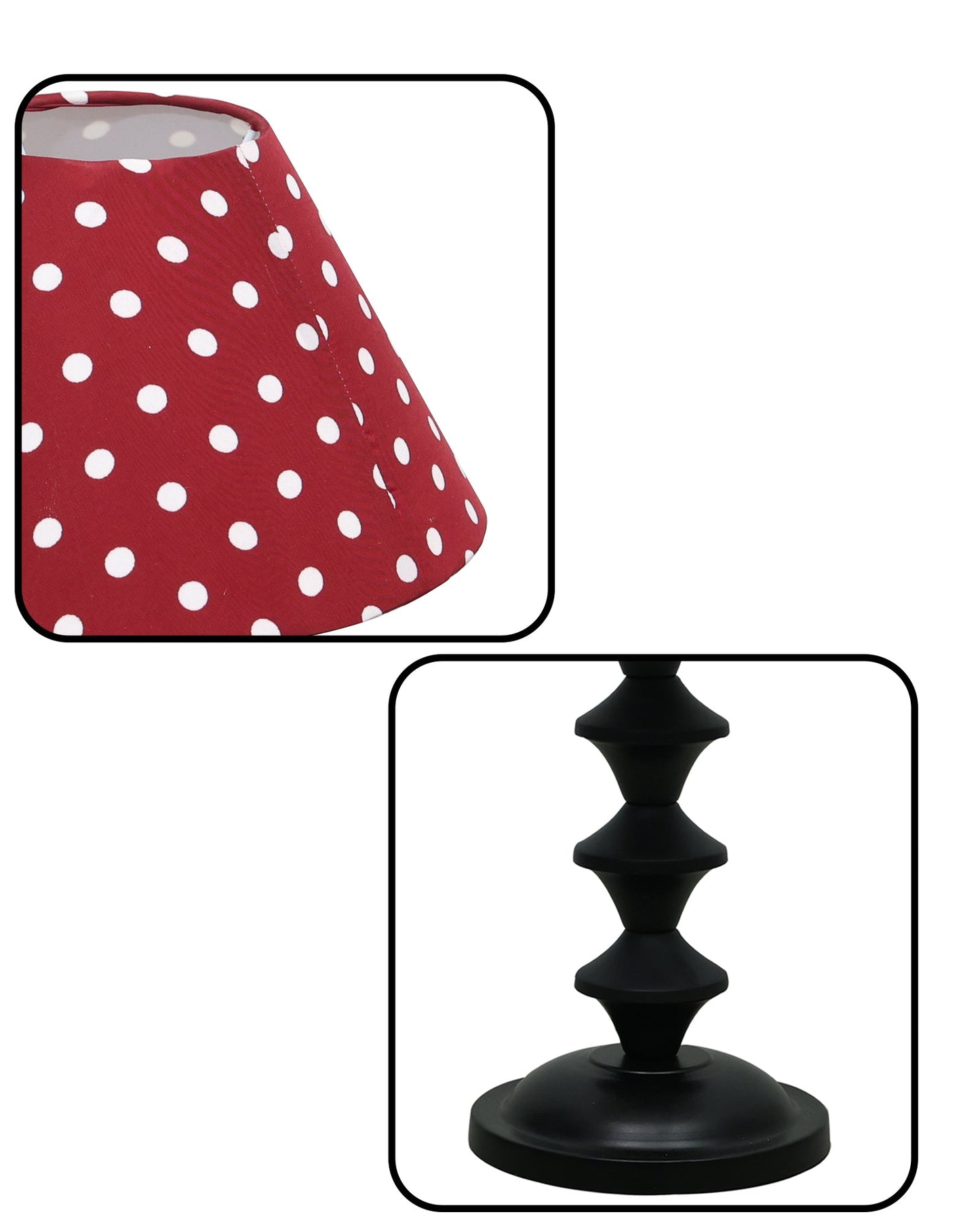 Black Metal Table Lamp with Fabric Shade, B22 holder, Pillar