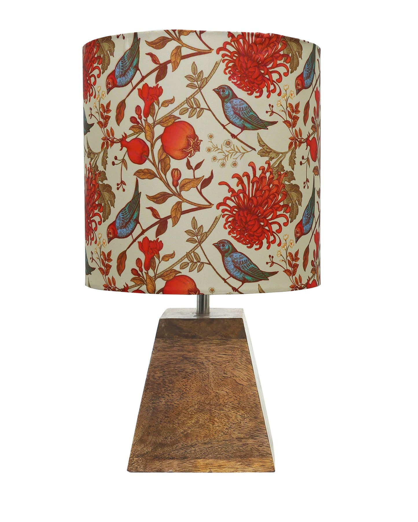 Wood Table Lamp, Modern Base Fabric Lampshade for Home Office Cafe Restaurant, Pyramid