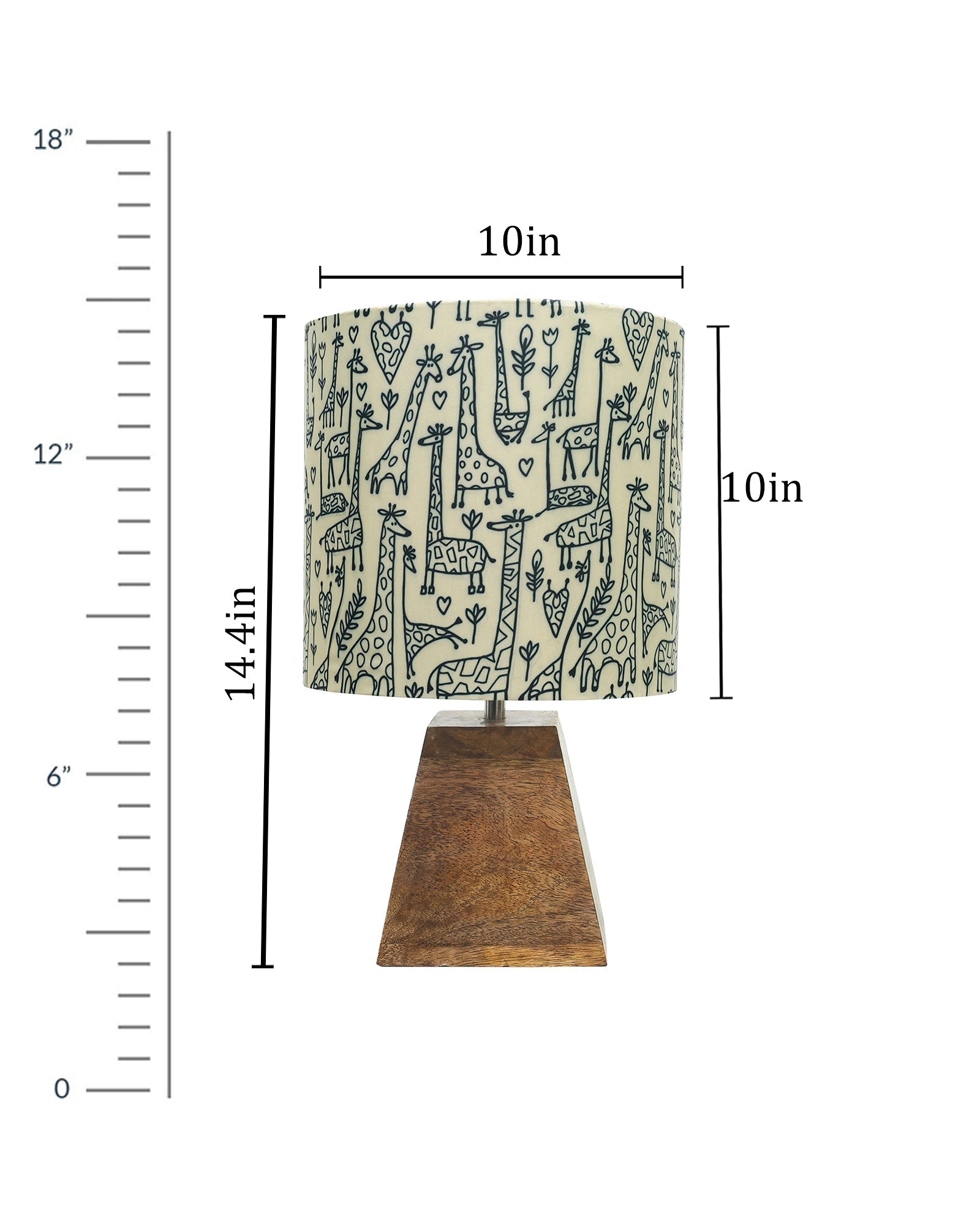 Wood Table Lamp, Modern Base Fabric Lampshade for Home Office Cafe Restaurant, Pyramid