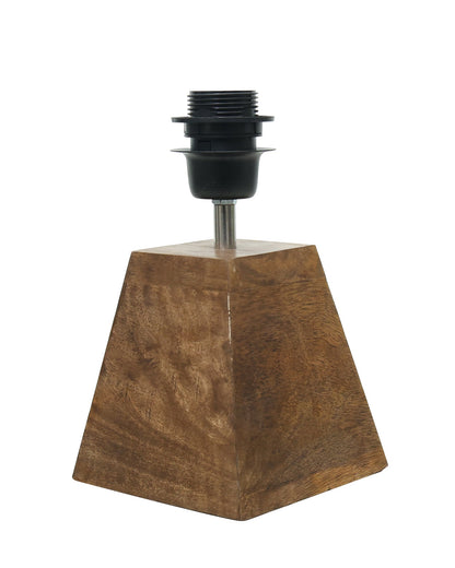 Wood Table Lamp, Modern Base Fabric Lampshade for Home Office Cafe Restaurant, Pyramid