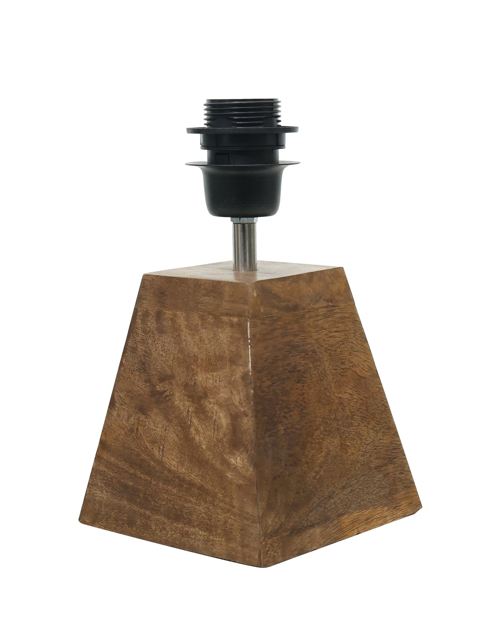 Wood Table Lamp, Modern Base Fabric Lampshade for Home Office Cafe Restaurant, Pyramid