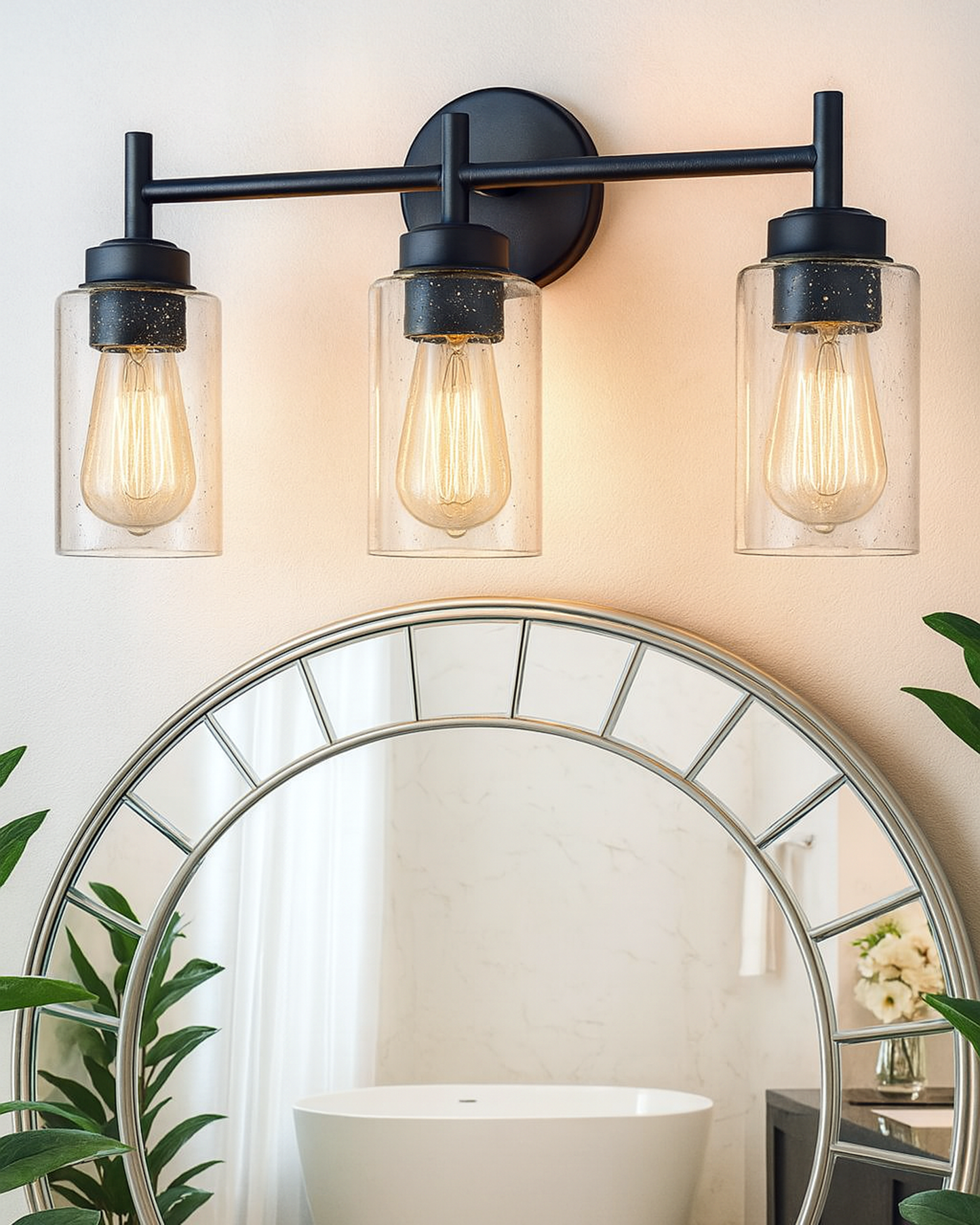 Black Wall Sconce,Modern Bathroom Wall Light Fixtures 3 Light Bathroom Vanity Light, Bathroom Lights Over Mirror, Farmhouse