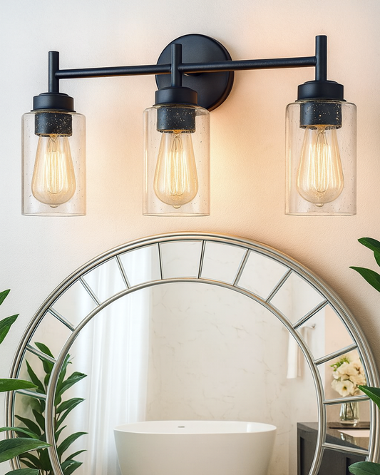 Black Wall Sconce,Modern Bathroom Wall Light Fixtures 3 Light Bathroom Vanity Light, Bathroom Lights Over Mirror, Farmhouse