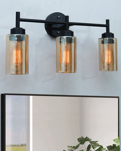 Black Wall Sconce,Modern Bathroom Wall Light Fixtures 3 Light Bathroom Vanity Light, Bathroom Lights Over Mirror, Farmhouse