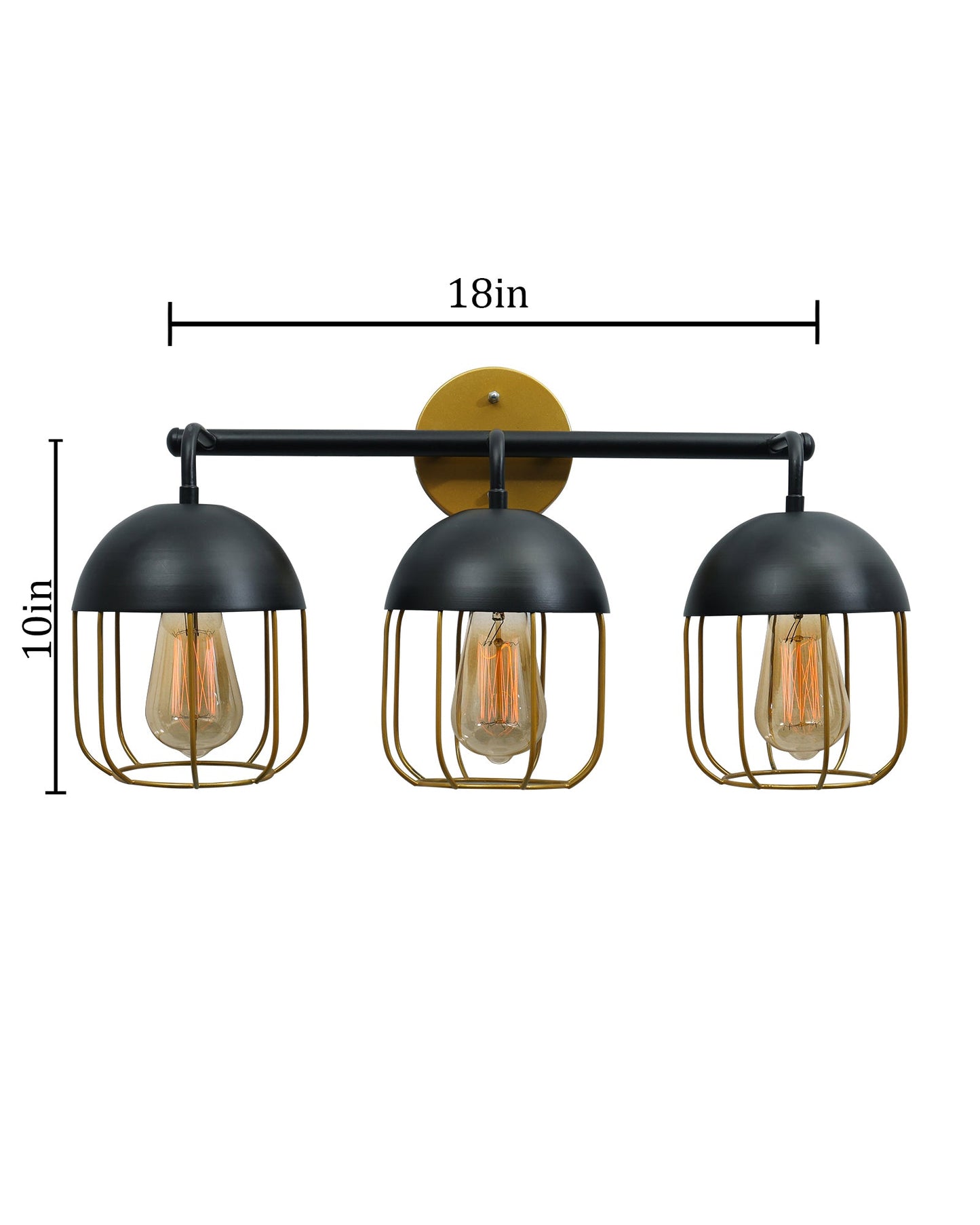 Cage Wall Sconce,Modern Bathroom Wall Light Fixtures 3 Light Bathroom Vanity Light, Fixture for Bathroom Lights Over Mirror, Farmhouse Black and Gold