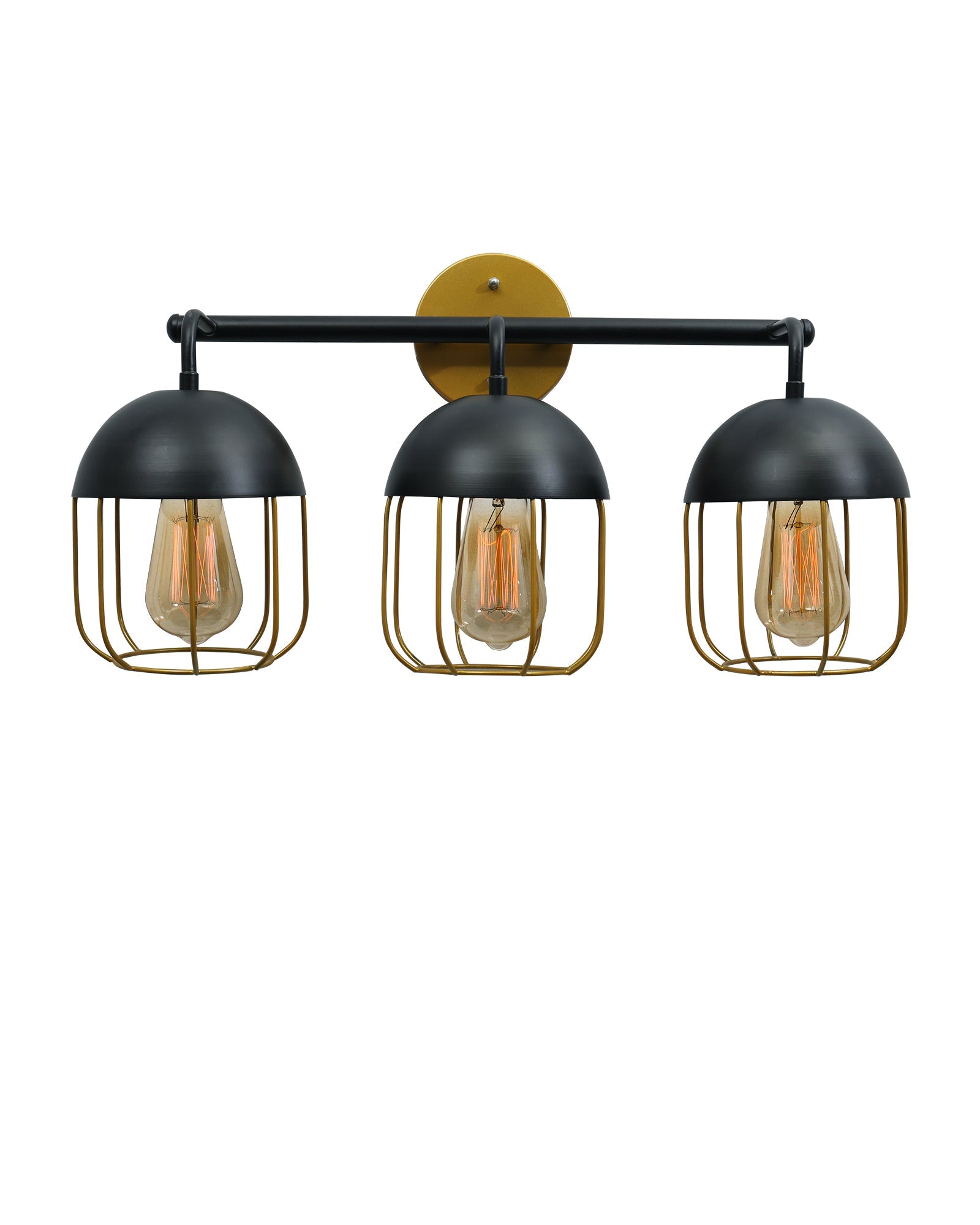 Cage Wall Sconce,Modern Bathroom Wall Light Fixtures 3 Light Bathroom Vanity Light, Fixture for Bathroom Lights Over Mirror, Farmhouse Black and Gold