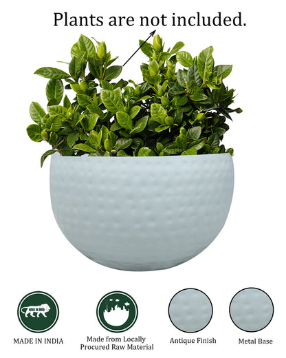 Metal Plant Pot with Hammered Design, Decorative Small Succulent Planter, Bowl