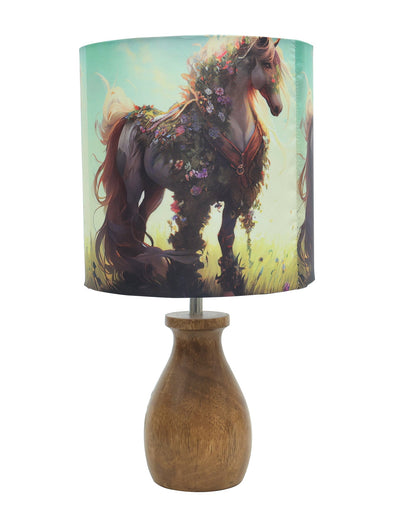 Dovel Pot Modern Table Lamp, Wooden Base Modern Fabric Lampshade for Home Office Cafe Restaurant