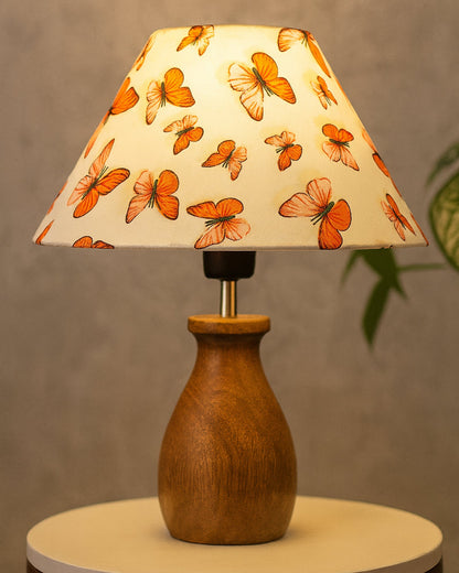 Dovel Pot Modern Table Lamp, Wooden Base Modern Fabric Lampshade for Home Office Cafe Restaurant, Dovel Pot