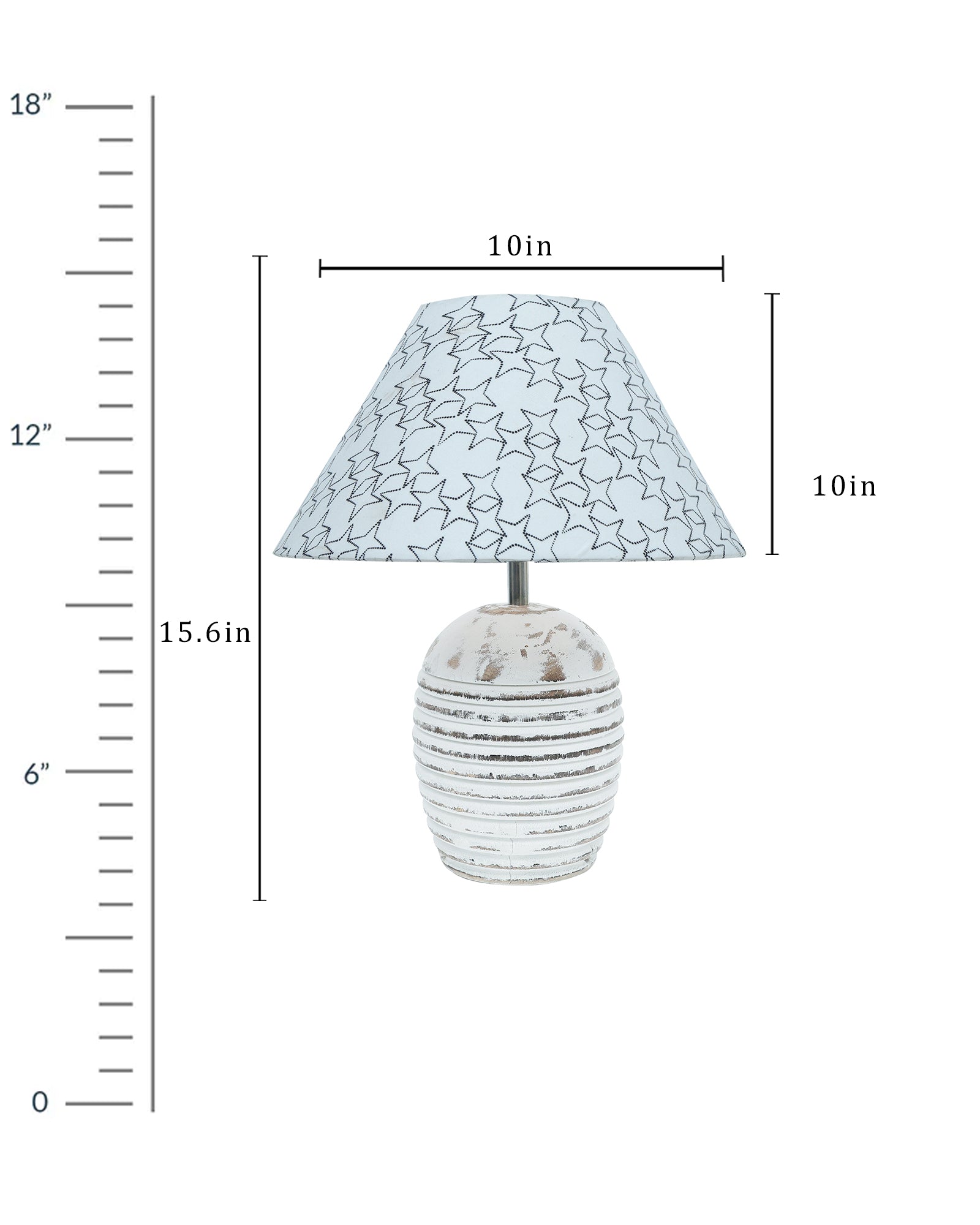 Ribbed Basket Table Lamp, Wooden Base Modern Fabric Lampshade for Home Office Cafe Restaurant