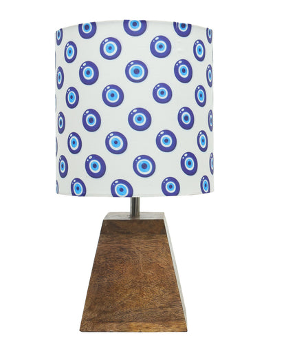 Wood Table Lamp, Modern Base Fabric Lampshade for Home Office Cafe Restaurant, Pyramid