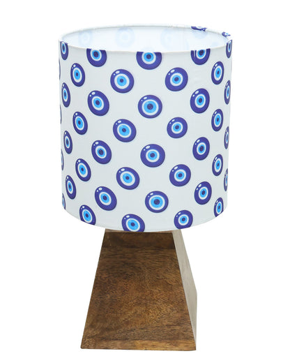 Wood Table Lamp, Modern Base Fabric Lampshade for Home Office Cafe Restaurant, Pyramid
