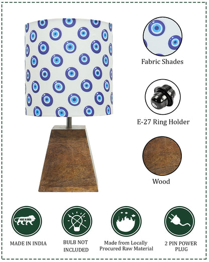 Wood Table Lamp, Modern Base Fabric Lampshade for Home Office Cafe Restaurant, Pyramid
