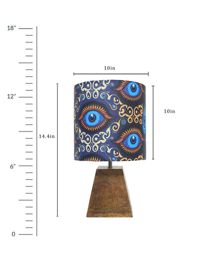 Wood Table Lamp, Modern Base Fabric Lampshade for Home Office Cafe Restaurant, Pyramid