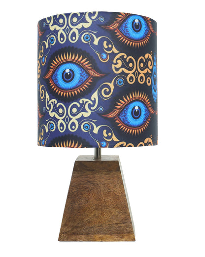 Wood Table Lamp, Modern Base Fabric Lampshade for Home Office Cafe Restaurant, Pyramid