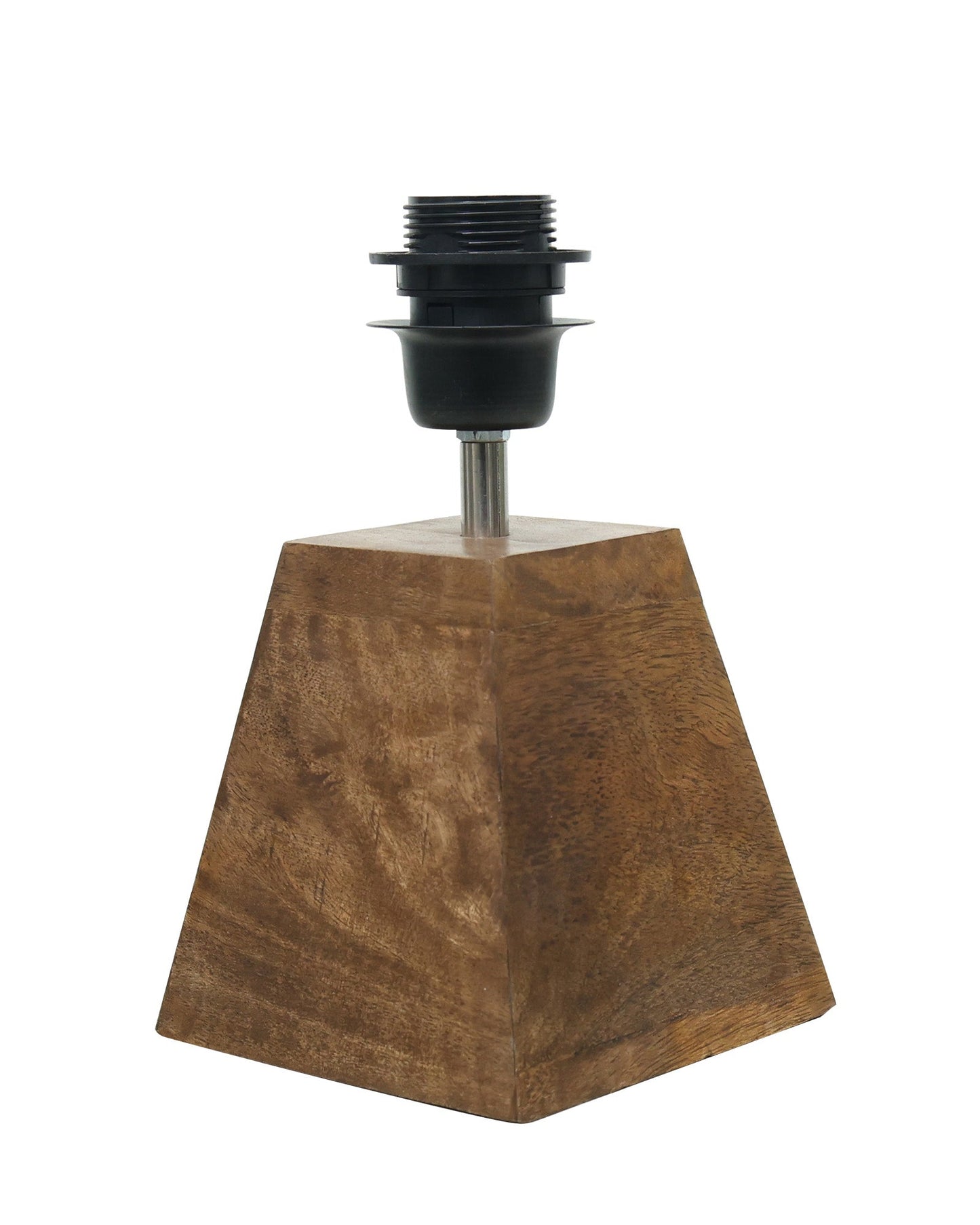 Wood Table Lamp, Modern Base Fabric Lampshade for Home Office Cafe Restaurant, Pyramid